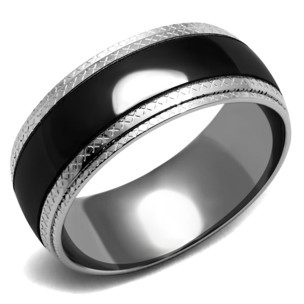 His Hers 4 PCS Black IP Stainless Steel Cushion Cut CZ Wedding Set Mens Matching Black Band