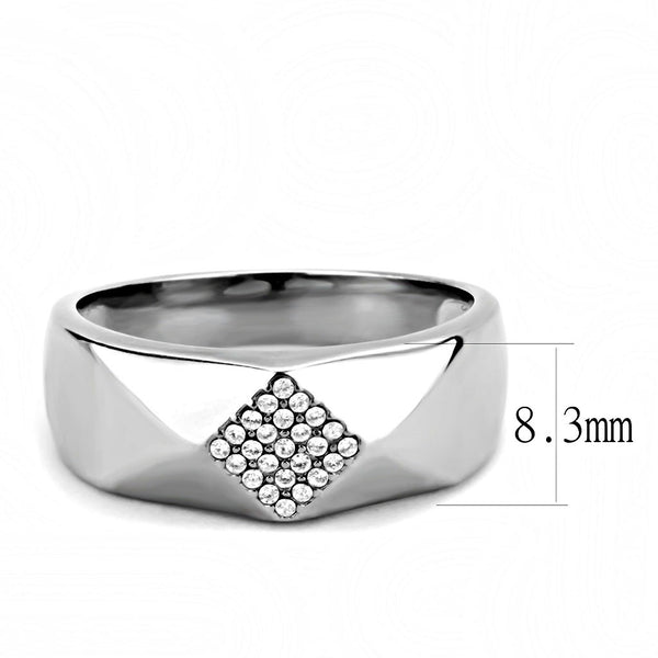 AAA Grade Clear CZ Form Rhombus Form Edelstahl Herren Hochglanz Ehering