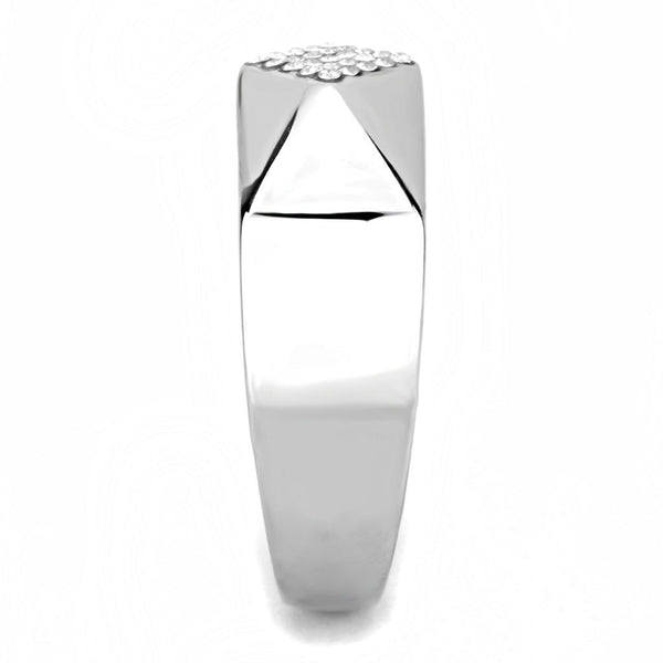 AAA Grade Clear CZ Form Rhombus Form Edelstahl Herren Hochglanz Ehering