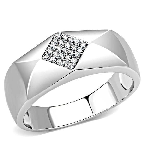 AAA Grade Clear CZ Form Rhombus Form Edelstahl Herren Hochglanz Ehering