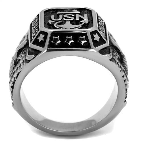 Men's 316 Stainless Steel Wide Band United States Navy Military Ring