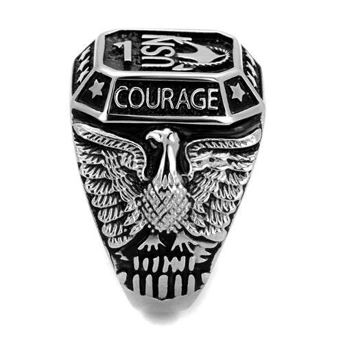 Men's 316 Stainless Steel Wide Band United States Navy Military Ring