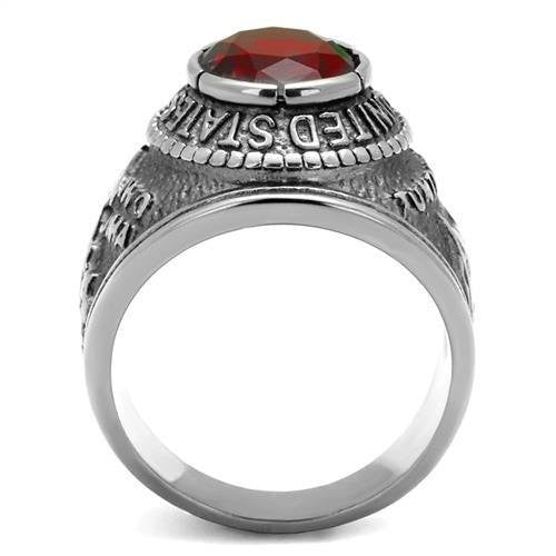 Men's 316 Stainless Steel Wide Band US Marine Ruby CZ Ring