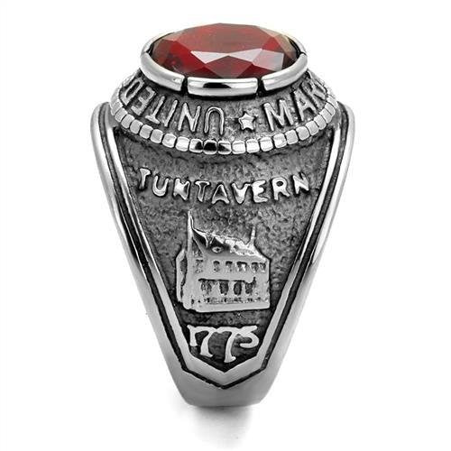 Men's 316 Stainless Steel Wide Band US Marine Ruby CZ Ring