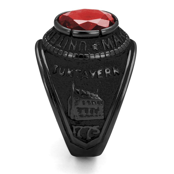 Men's Black IP Stainless Steel Wide Band US Marine Ruby CZ Ring