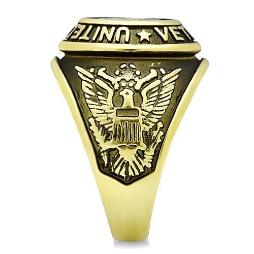 Men's Gold IP Stainless Steel US Military / Veteran Wide Band Ring