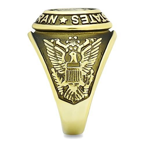Men's Gold IP Stainless Steel US Military / Veteran Wide Band Ring
