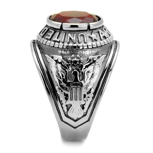 Men's 316 Stainless Steel Wide Band Army Ruby CZ Ring