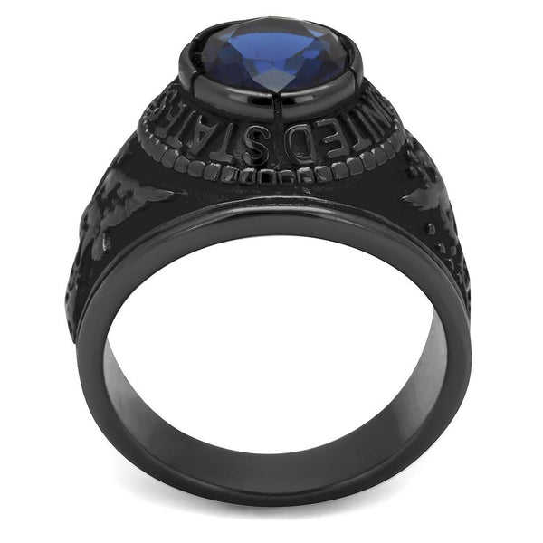 Men's Black IP Stainless Steel Wide Band Air Force Sapphire CZ Ring