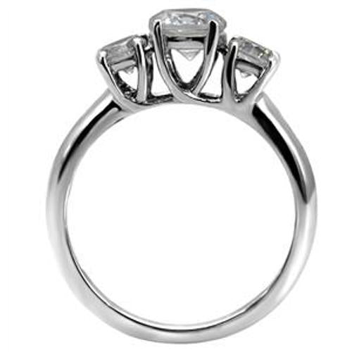 3 CZ Stone Stainless Steel Wedding Engagement Ring - LA NY Jewelry