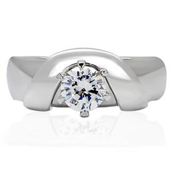 5mm Round CZ High Sit Stainless Steel Wedding Ring - LA NY Jewelry
