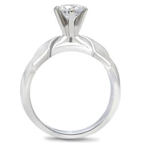 5mm Round CZ High Sit Stainless Steel Wedding Ring - LA NY Jewelry