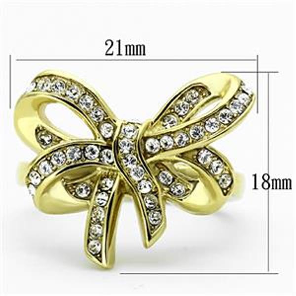 Gold Ion Plated Stainless Steel Bow Ribbon Ring - LA NY Jewelry