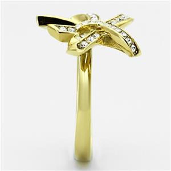 Gold Ion Plated Stainless Steel Bow Ribbon Ring - LA NY Jewelry