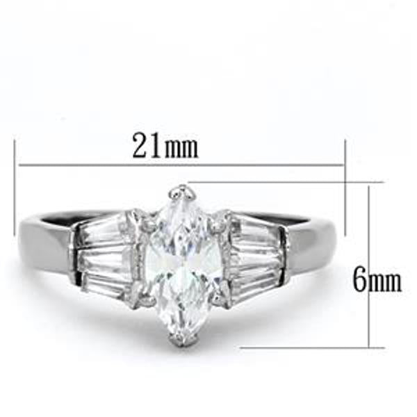 10x6 mm Marquise Cut CZ Stainless Steel Wedding Ring - LA NY Jewelry