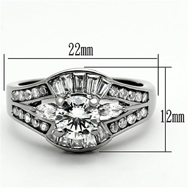 5x5mm Round CZ center Multiple-Cut CZ Stainless Steel Ring - LA NY Jewelry