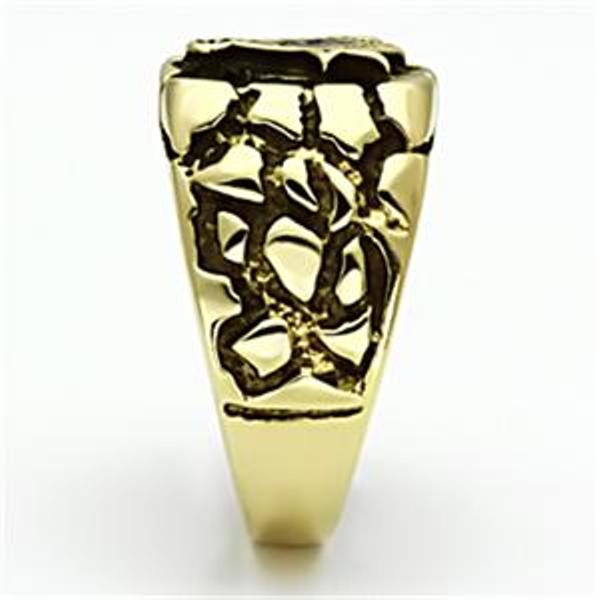 Gold Ion Plated Stainless Steel Rugged Masonic Mason Mens Ring - LA NY Jewelry