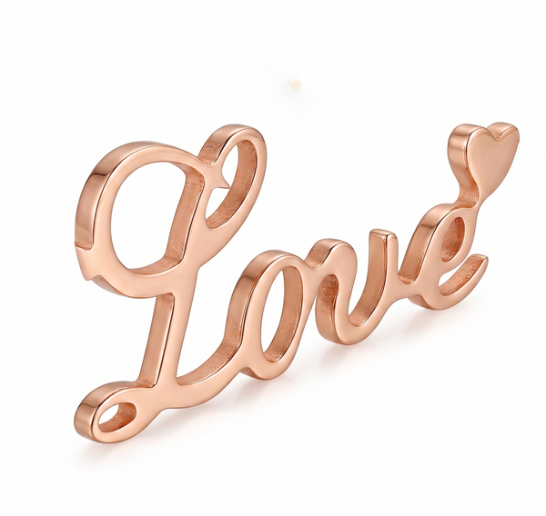 Rose Gold Love Script Pendant Necklace for Women - 316L Stainless Steel Heart Necklace - Adjustable 18-20" Chain