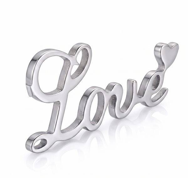 Love Heart Script Necklace - Durable 316L Stainless Steel - Adjustable Length
