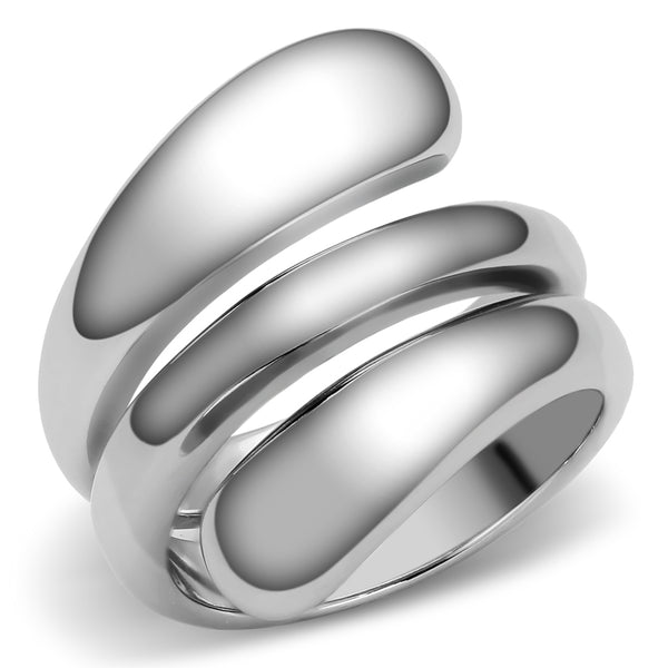 Women's Modern High-Polish Triple Wrap Spiral TK316 Stainless Steel Statement Ring