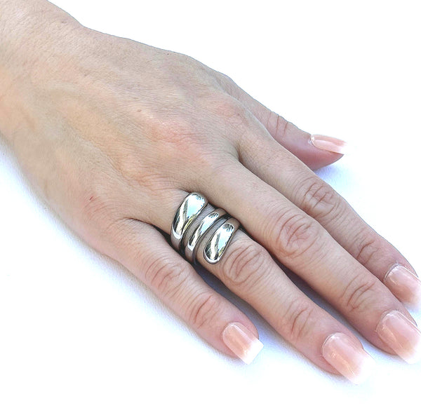 Anillo de pulgar de moda para mujer de acero inoxidable 316 estilo diseñador