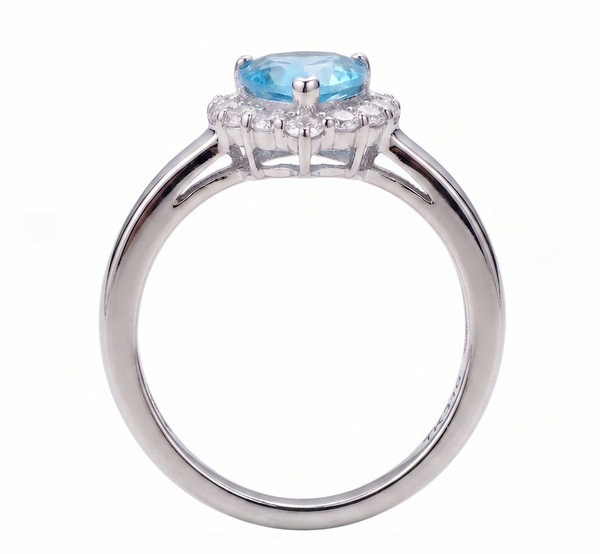 Cocktailring für Damen, Herzschliff, hellblau, Zirkonia, Edelstahl, anlaufgeschützt