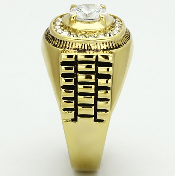 6x6mm runder CZ Gold IP Edelstahl Herren Ehering