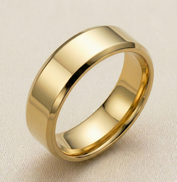 Womens 14K Gold Plated Princess CZ Engagement Ring Mens Flat Wedding Band