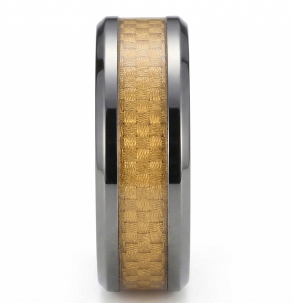 Elegant Tungsten Carbide Rings with Gold Woven Inlay for Couples Man and Woman