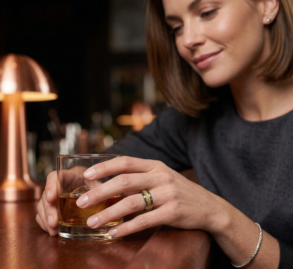 Elegant Tungsten Carbide Rings with Gold Woven Inlay for Couples Man and Woman