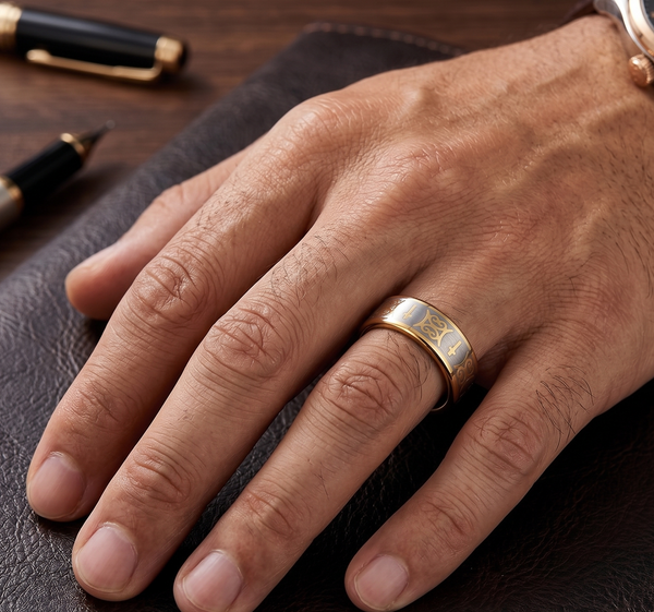 Men's 6mm Two-Tone Tungsten Carbide Wedding Band | Gold & Brushed Silver with Celtic Cross Pattern