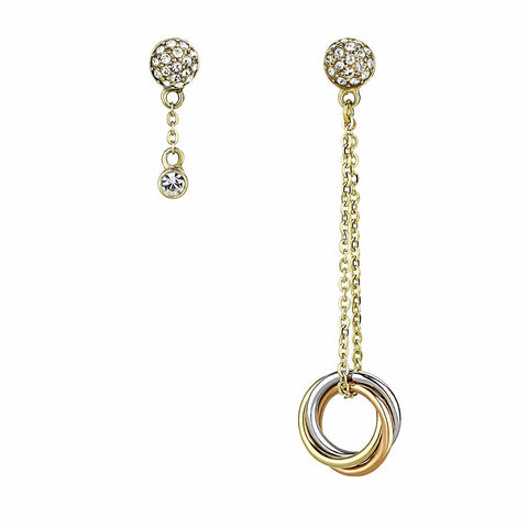 Top Grade Crystal set in IP Gold and IP Rose Gold Stainless Steel Drop Earrings - LA NY Jewelry
