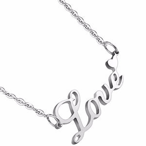Love Lettering with Heart Pendant 316 Stainless Steel Chain Necklace - LA NY Jewelry