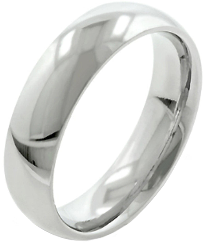 6mm Titanium Steel CZ Couple's Ring Set – Silver, Sizes 6-13, Fashion Wedding Band