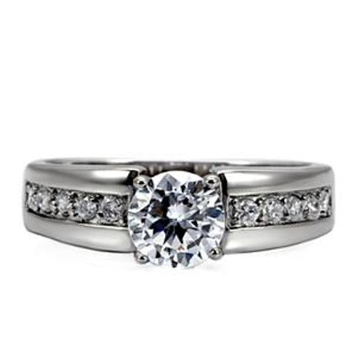 Round Cut CZ Women's Stainless Steel Wedding/Engagement Ring - LA NY Jewelry