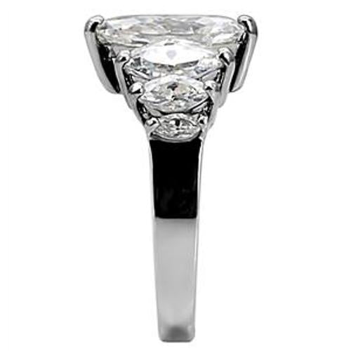 7 Marquise Cut CZ Women's Stainless Steel Ring - LA NY Jewelry