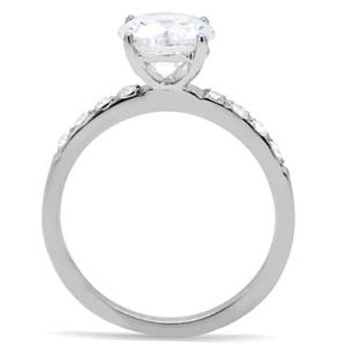 Brilliant Cut CZ w/Accents Womens Stainless Steel Wedding Ring - LA NY Jewelry