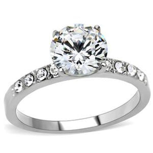 Brilliant Cut CZ w/Accents Womens Stainless Steel Wedding Ring - LA NY Jewelry