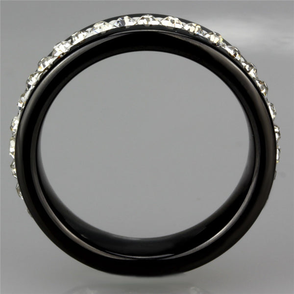 Women's Black Ion Plated Stainless Steel CZ All Around Wedding Band