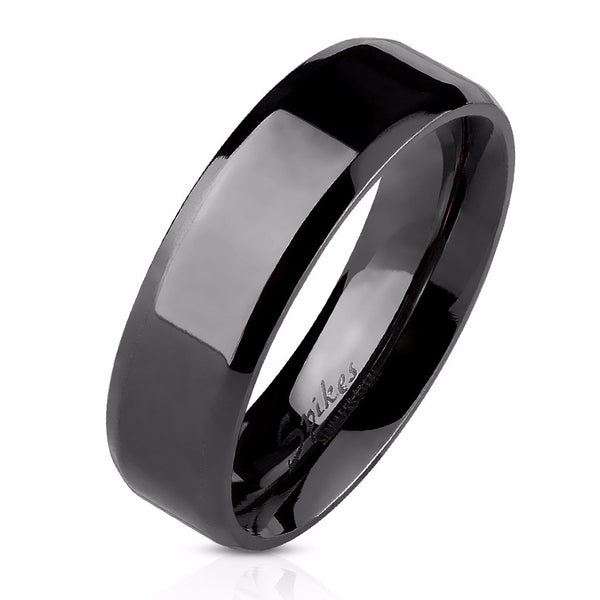 Couples Rings Black Set Womens 3 Stone Type Princess CZ Engagement Ring Mens Flat Wedding Band