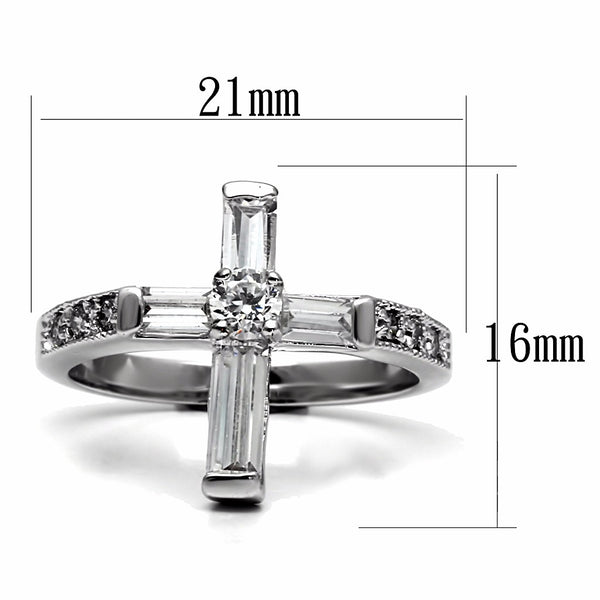 Clear CZ Set in 316 Stainless Steel Christian Cross Ring - LA NY Jewelry