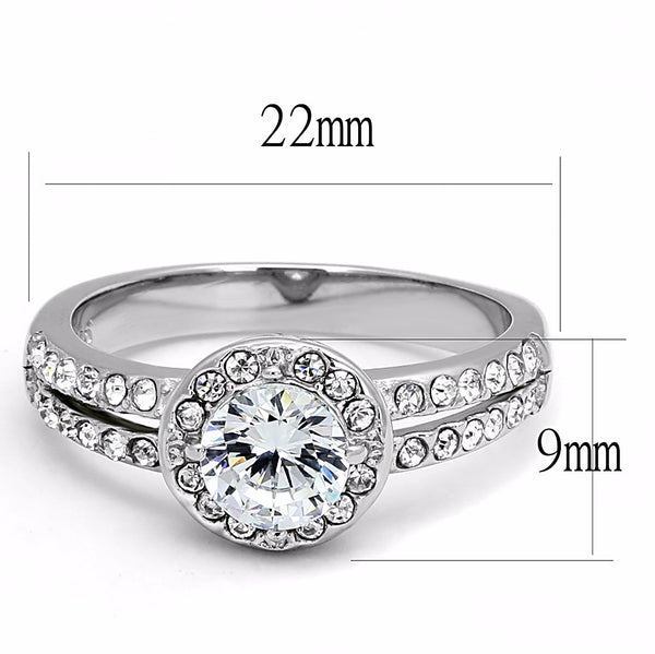 6X6mm Round CZ Center Stainless Steel Promise Ring - LA NY Jewelry