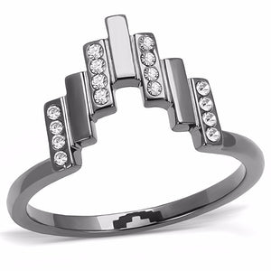 Top Grade Clear Crystal Set in Light Black IP (IP Gun) Stainless Steel Band - LA NY Jewelry