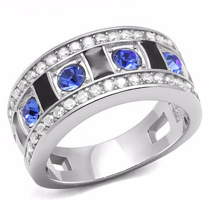 Top Grade Royal Blue and Clear Crystals Set in Stainless Steel Band - LA NY Jewelry