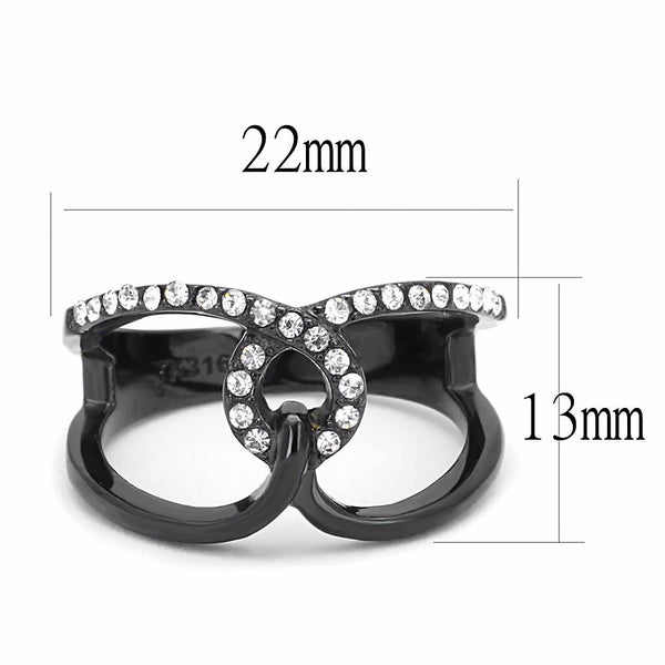 Top Grade Clear Crystals in Black IP Stainless Steel Designer Band - LA NY Jewelry