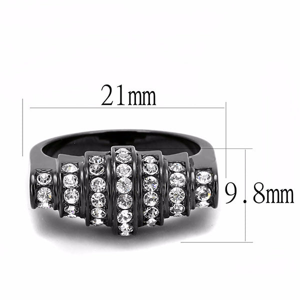 Top Clear Crystals Set in Black Ion Plated Stainless Steel Designer Band - LA NY Jewelry