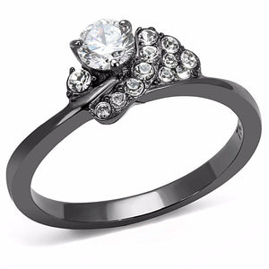 4.5x4.5mm Round Cut CZ Set in Light Black IP Stainless Steel Women's Ring - LA NY Jewelry