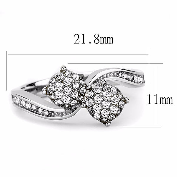 Top Grade Clear Crystal Set in Bow Tie Design Stainless Steel Band Ring - LA NY Jewelry