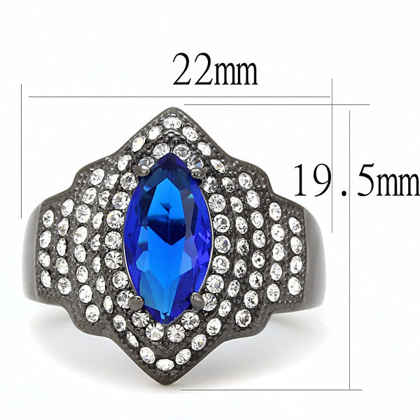 12x6mm Marquise Cut Royal Blue CZ Light Black IP Stainless Steel Cocktail Ring - LA NY Jewelry