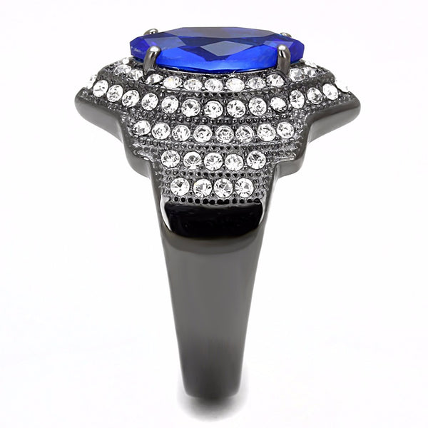 12x6mm Marquise Cut Royal Blue CZ Light Black IP Stainless Steel Cocktail Ring - LA NY Jewelry